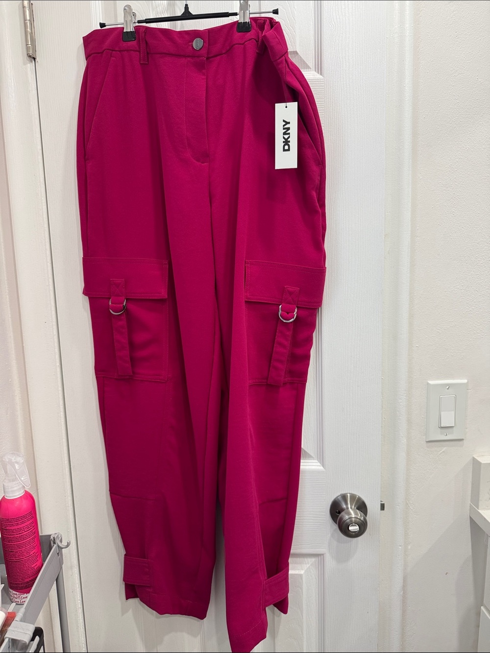 DKNY Bright Magenta Cargo Joggers